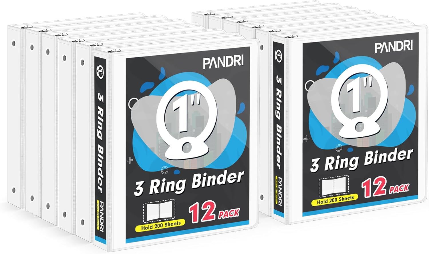 3 Ring Binder 1 Inch, 12 Pack Versatile Binders for Home Office