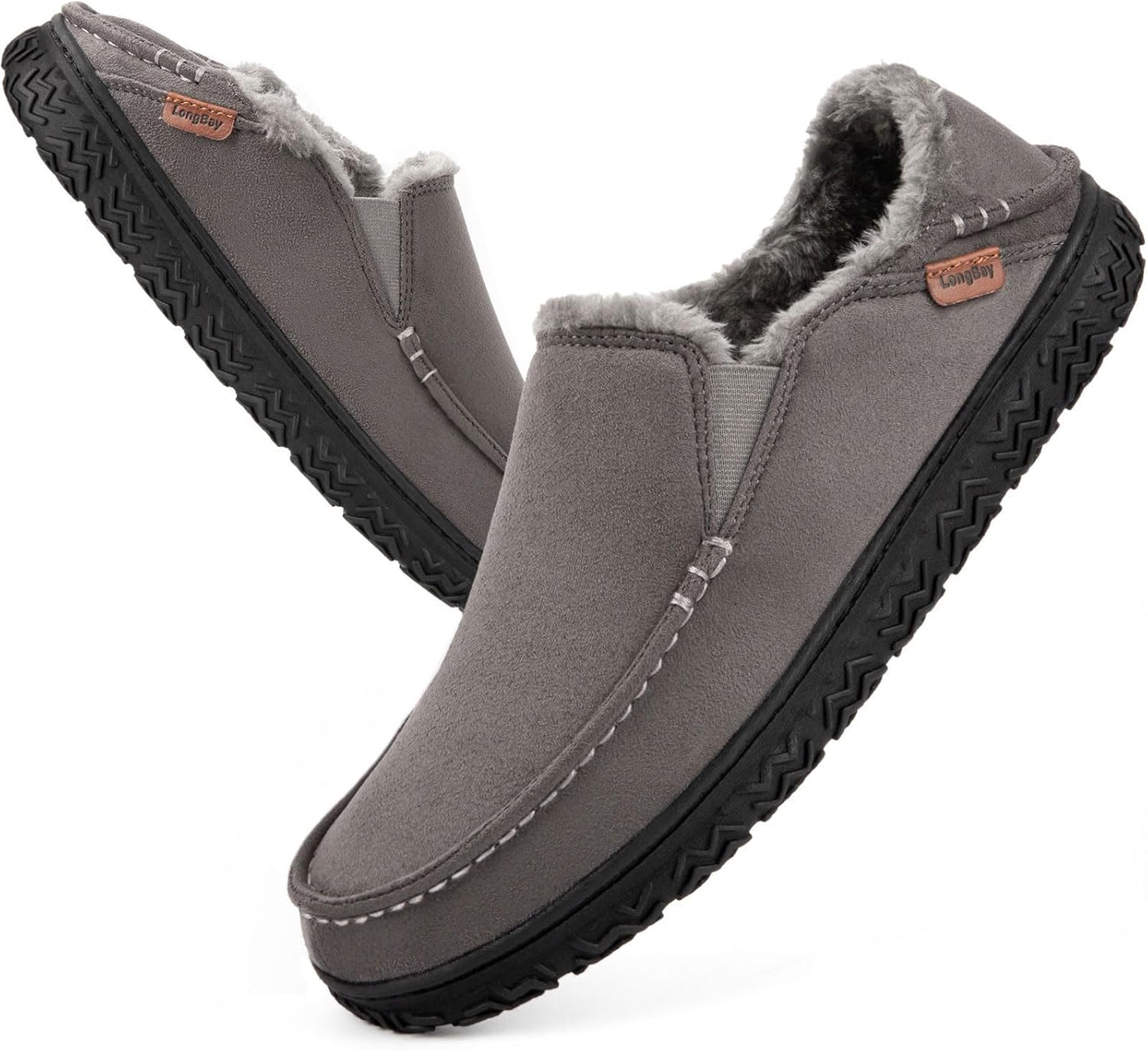 LongBay Men's Moccasin Slippers for Cozy Indoor Outdoor Use