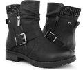 Hawkwell Womens Combat Boots with Side Zipper and Buckles - Warm Plush