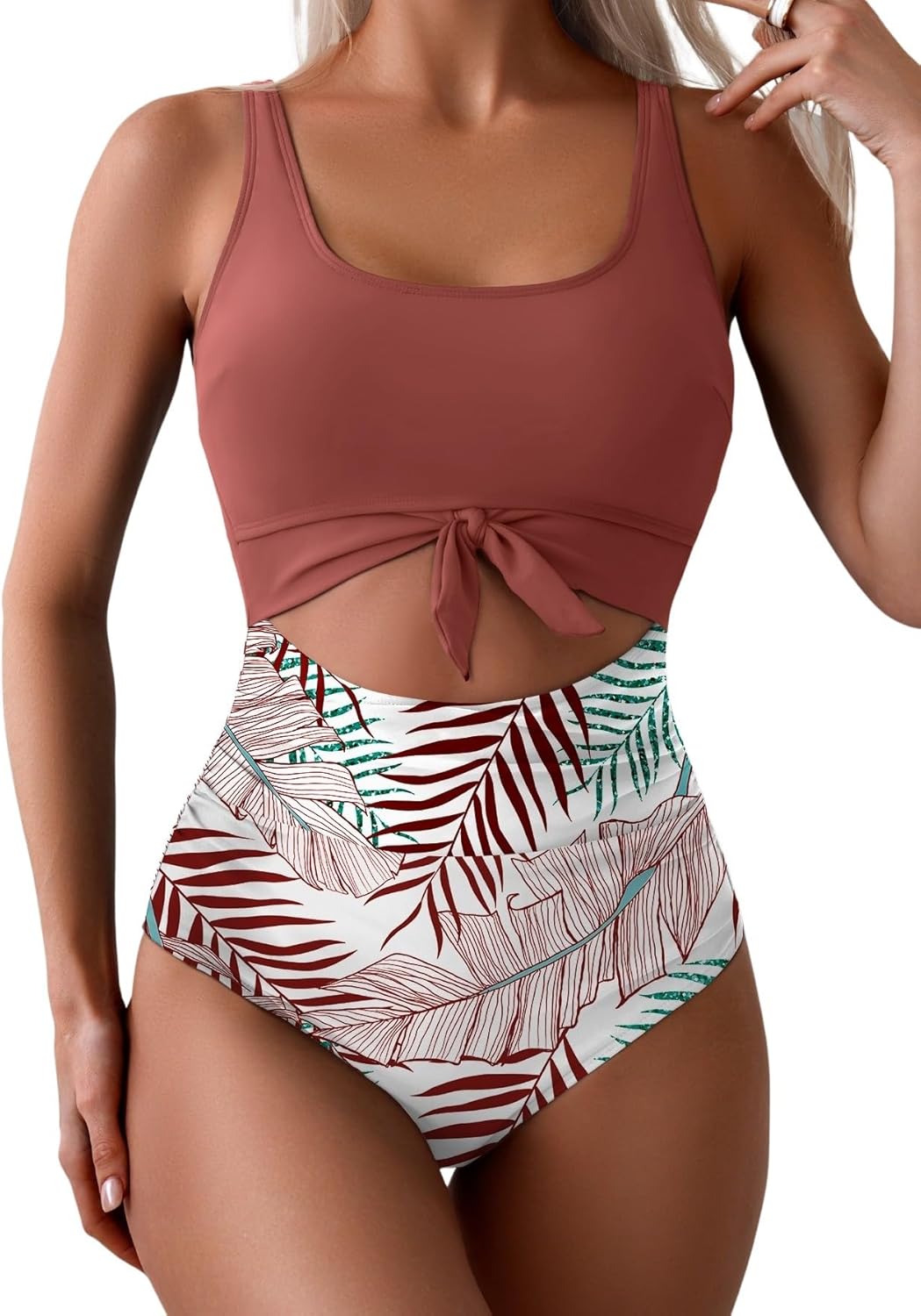 Eomenie Women's One Piece Swimsuit with Tummy Control Design