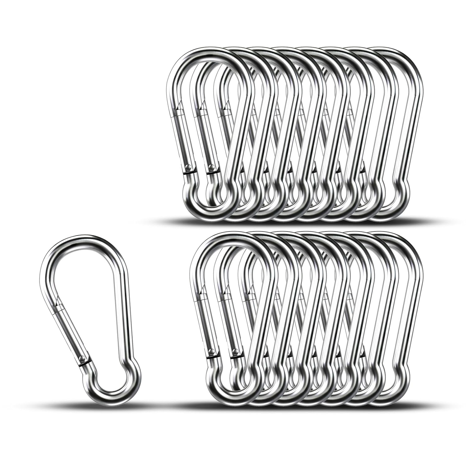 Small Carabiner Clip Hooks, 15pcs Heavy Duty Stainless Steel