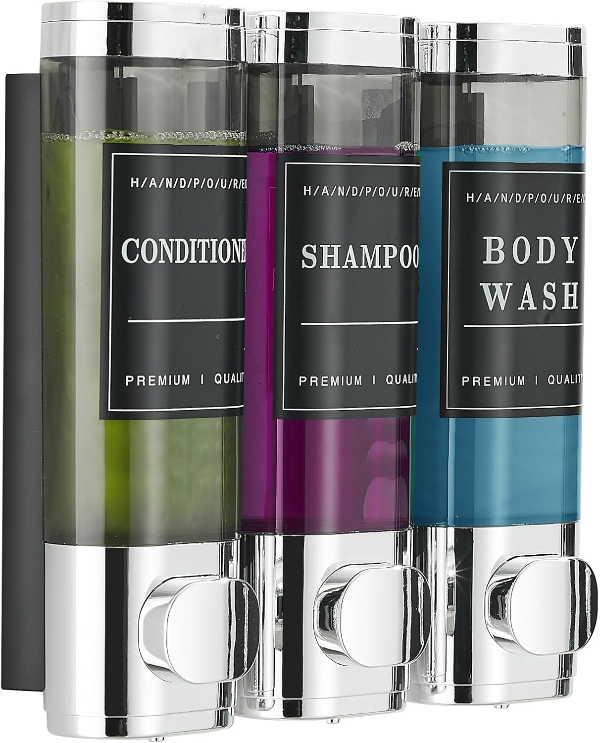 3-Chamber No Drill Shower Dispenser, Large Capacity - Chrome