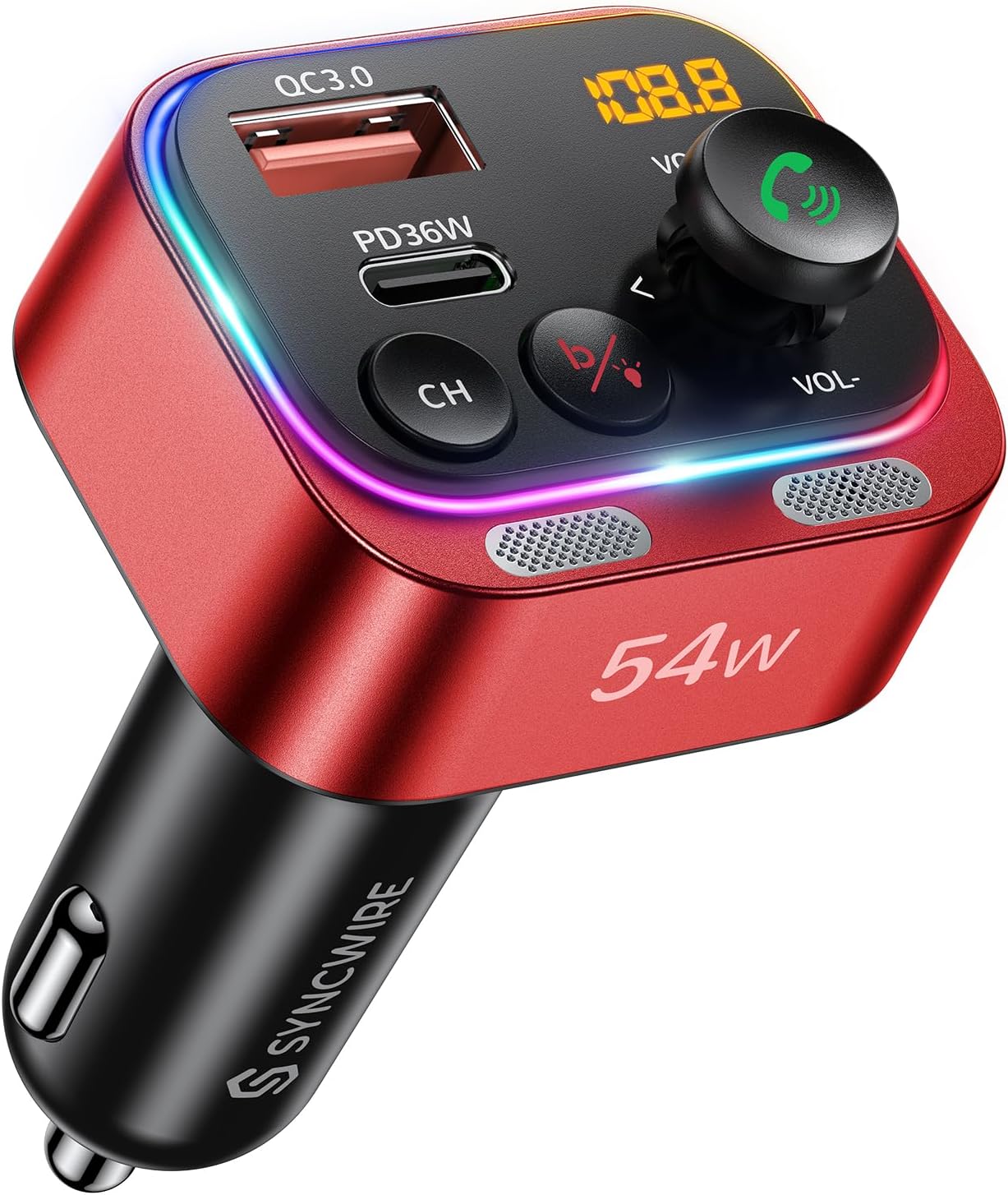 Syncwire Bluetooth 5.4 Car FM Transmitter: HiFi Sound, Fast Charge! 