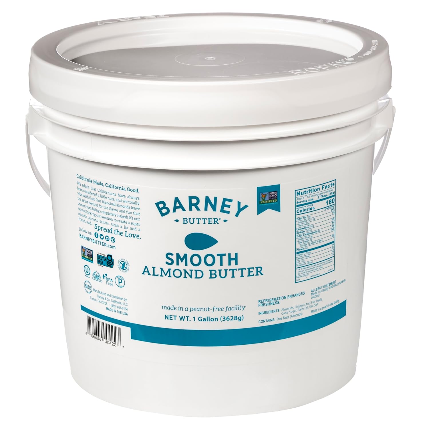Smooth Almond Butter in 1 Gallon Bucket for Healthy Living