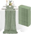 16 Pack Cheesecloth Table Runner 35x120 in Sage Green - Elegant Boho