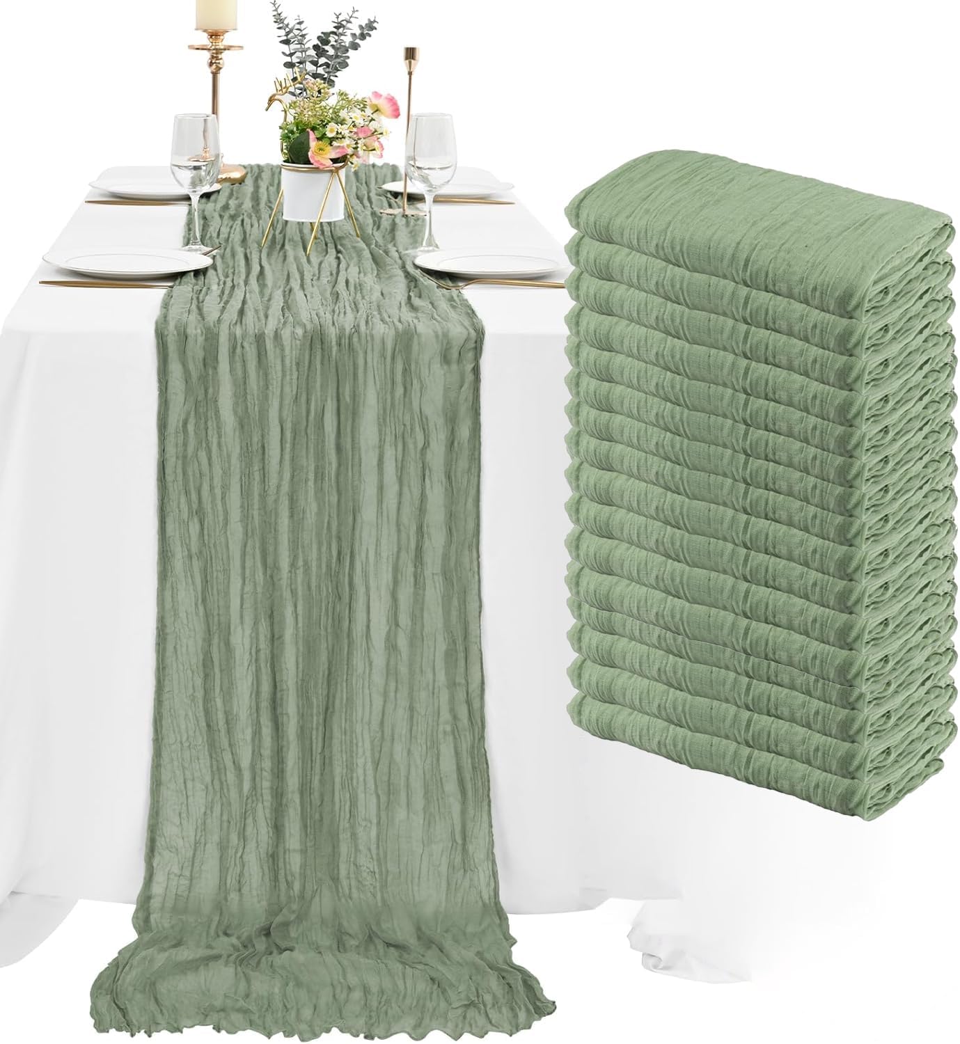 Elegant 16 Pack Cheesecloth Table Runner for Weddings & Parties