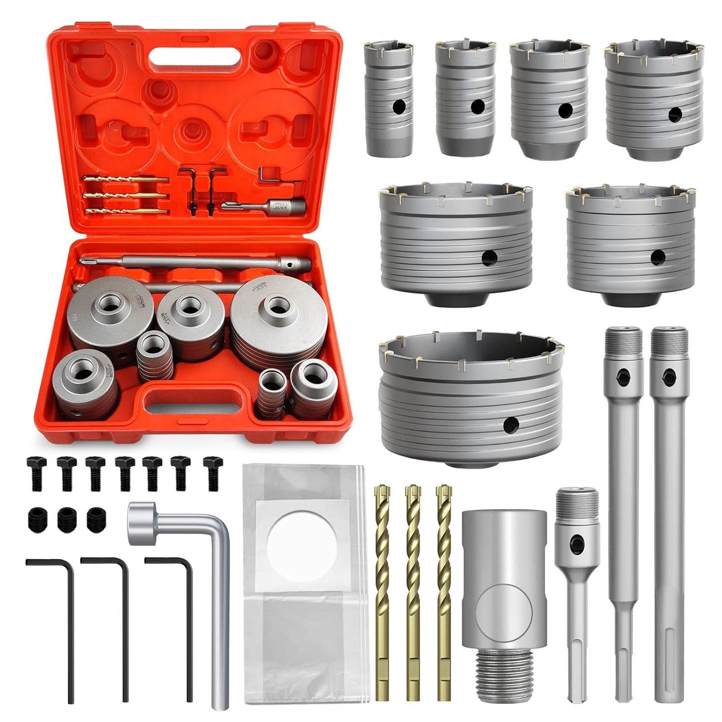 22PCS Concrete Hole Saw Kit for Efficient Wall Drilling Tasks