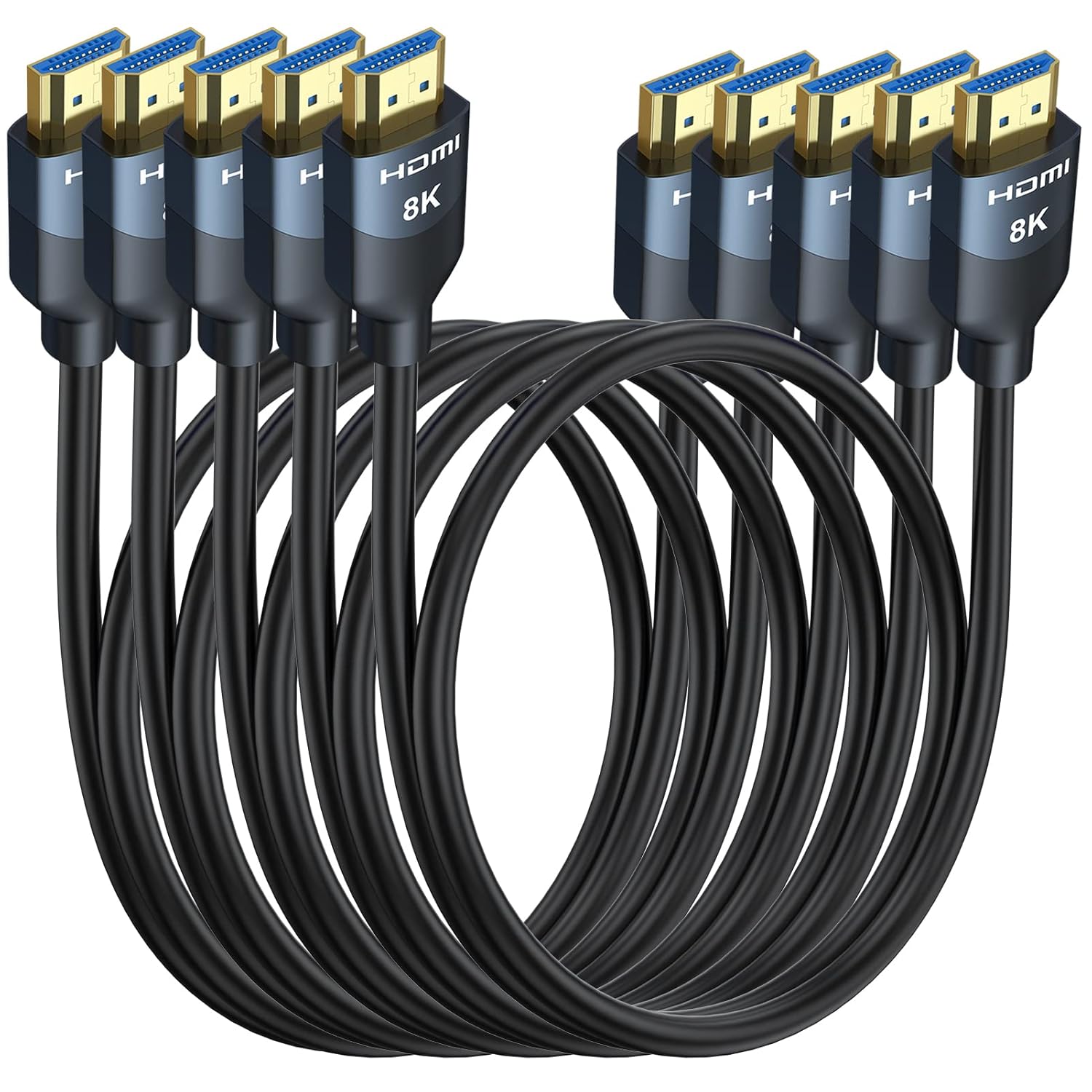 Crystal Clear 8K HDMI Gaming Cables - 5-Pack