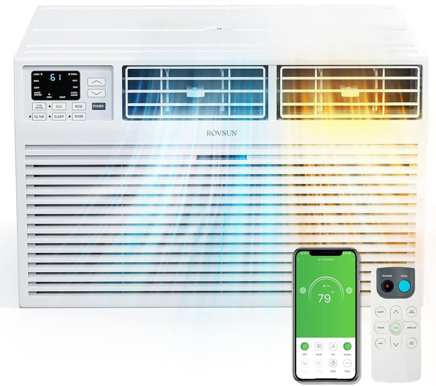 ROVSUN 8000 BTU Smart Wall AC With Heat & Remote