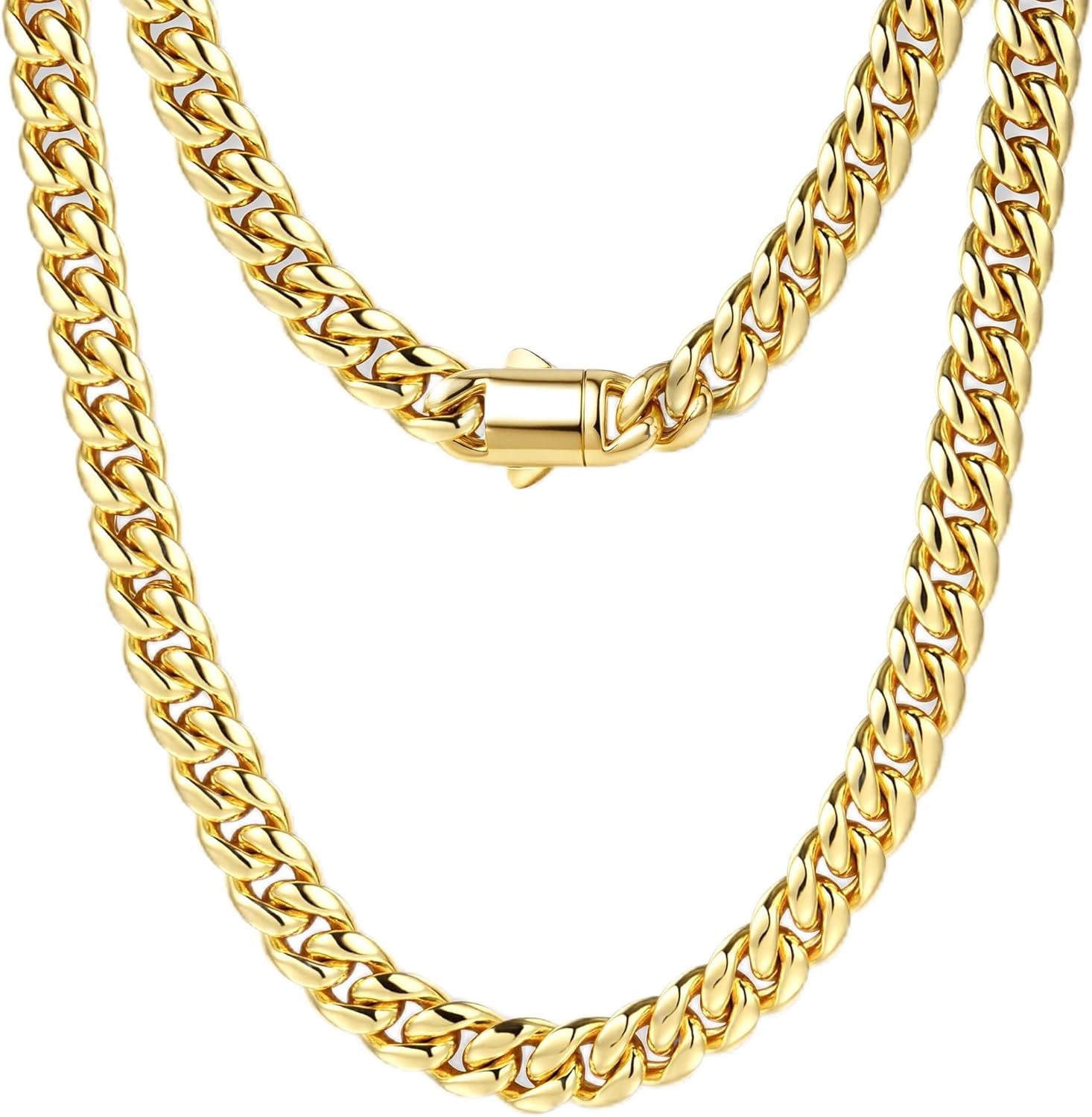 Gold Cuban Link Chain for Men - Stylish Stainless Steel Necklace