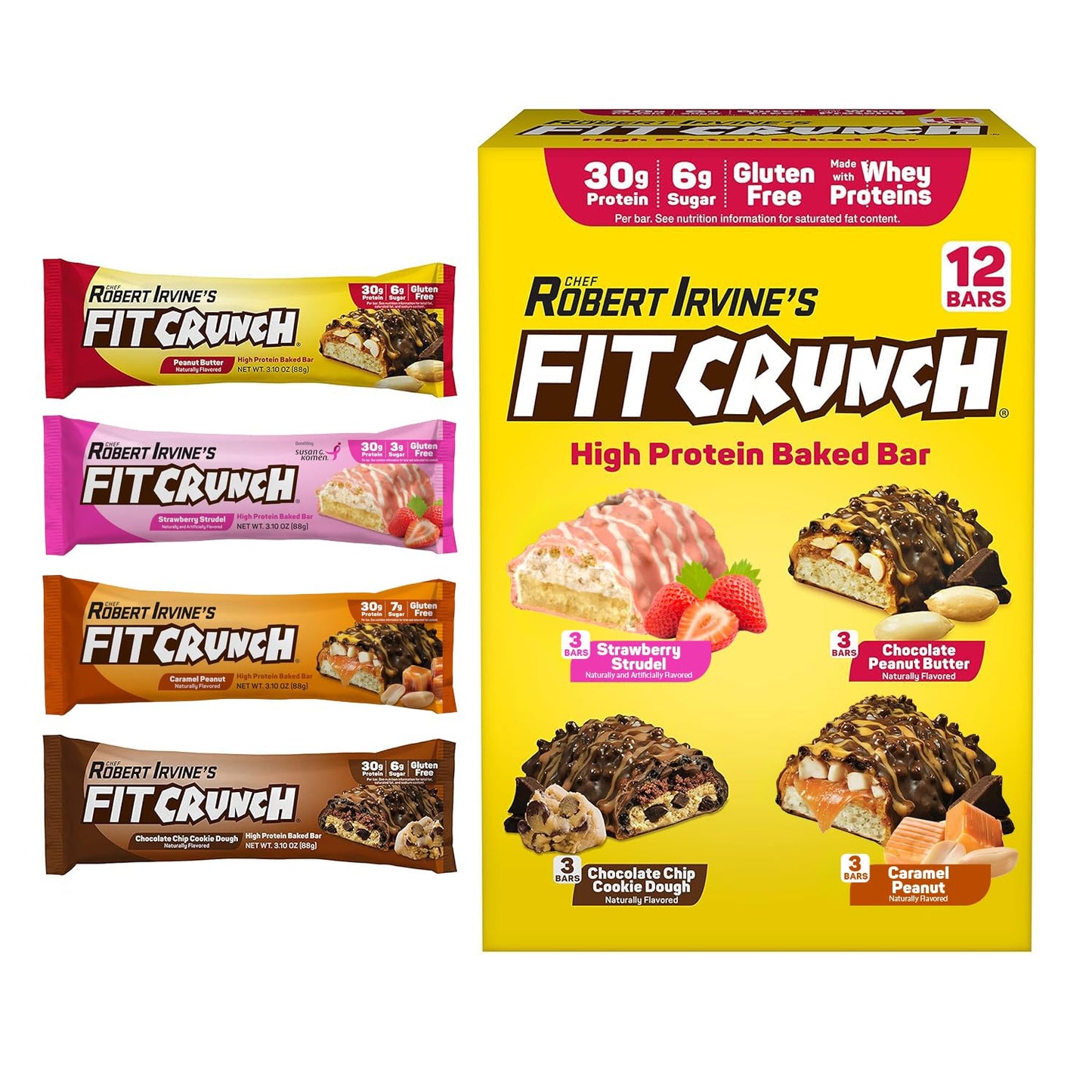 FITCRUNCH Full Size Protein Bars - 6-Layer Baked Variety Pack
