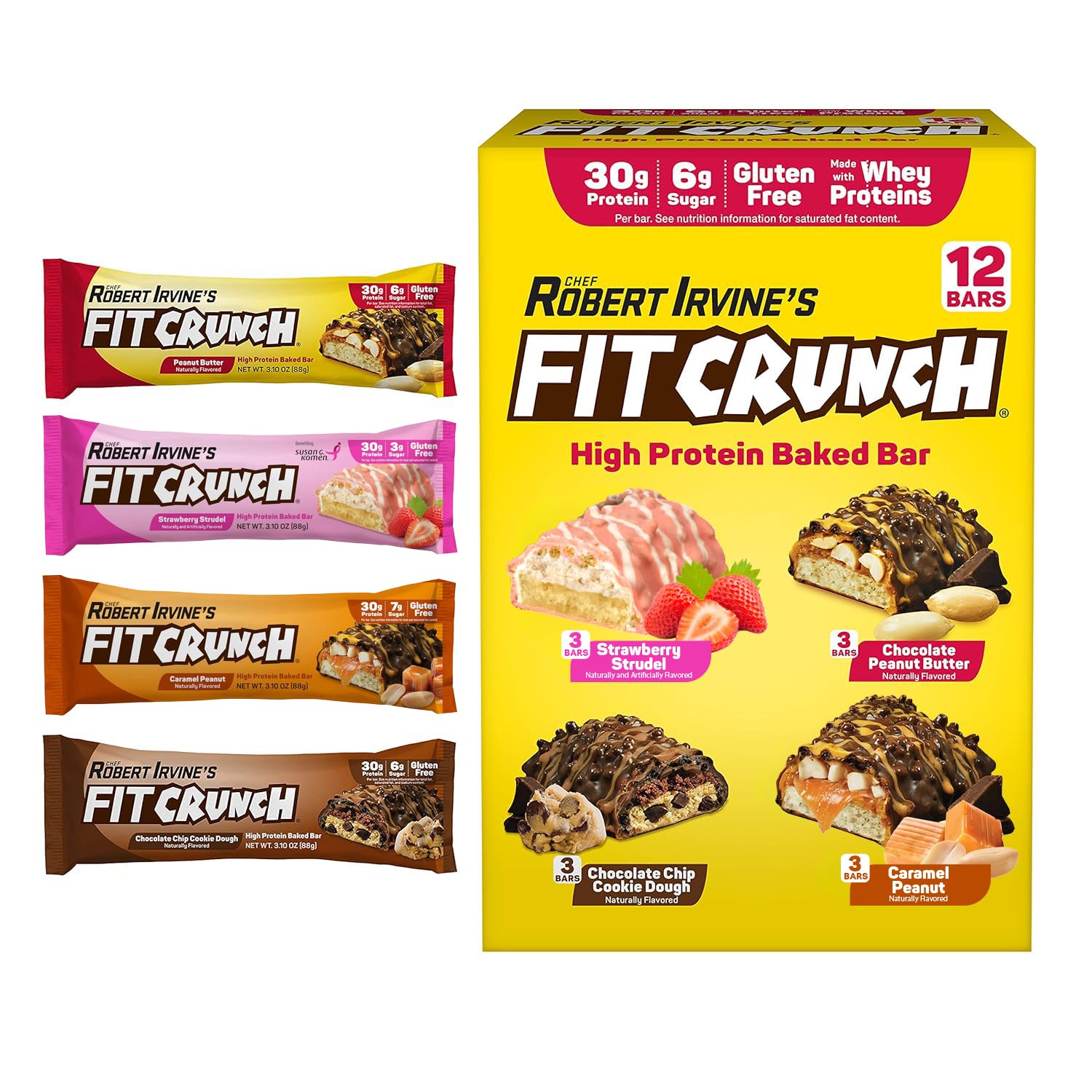 FITCRUNCH Full Size Protein Bars - 6-Layer Baked Variety Pack