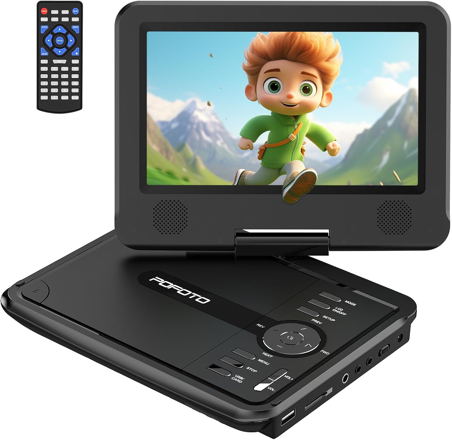 9.5in Portable DVD Player for Kids with Swivel Screen and Remote