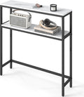 VASAGLE Console Table Narrow Sofa Table - Slim Marble White Console
