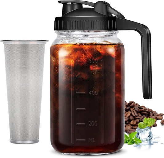 1 Quart Mason Jar Cold Brew Maker - Stainless Steel Filter