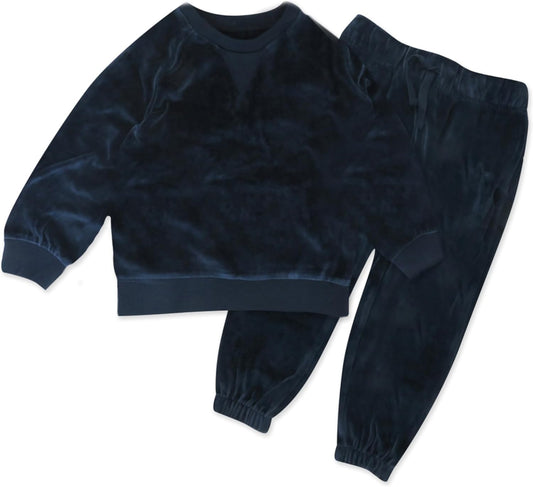 HonestBaby Baby Cozy Velour Organic Cotton Sweatshirt Set