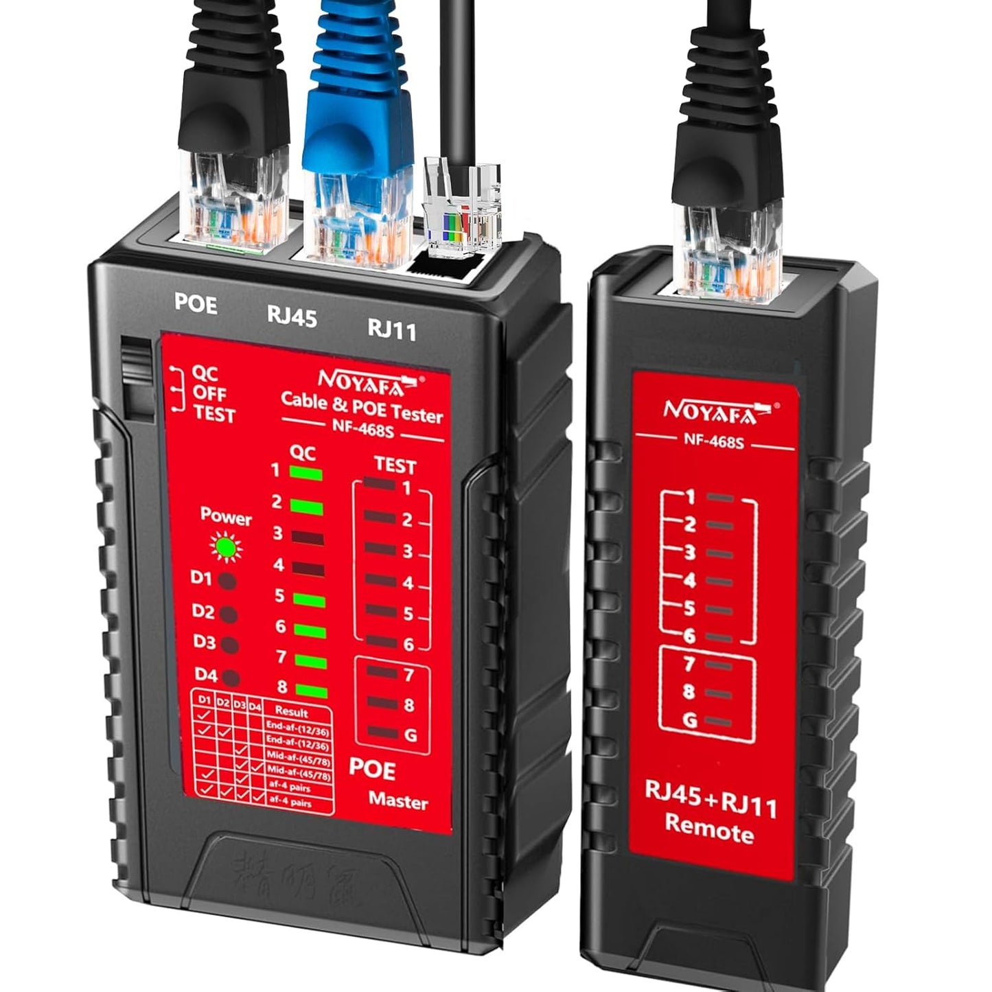 NOYAFA NF-468S Network Cable Tester - Test CAT5 to CAT6A Effortlessly!