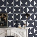 Peel and Stick Geometric Wallpaper 78.7in x 17.3in - Retro Navy Blue