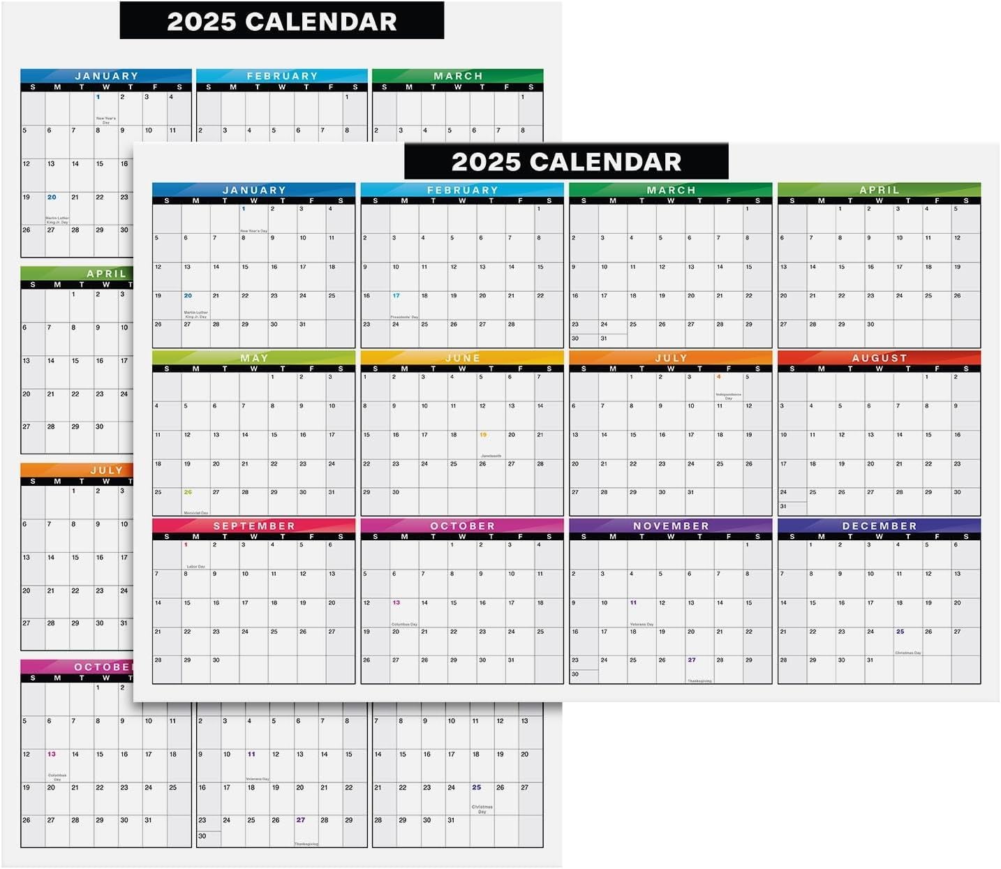 2025 Large Desk Calendar x2 - Reversible 2-in-1 Design - Thick 80lb Cardstock