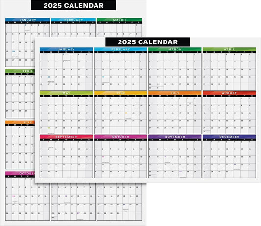 2025 Large Desk Calendar x2 - Reversible 2-in-1 Design - Thick 80lb Cardstock