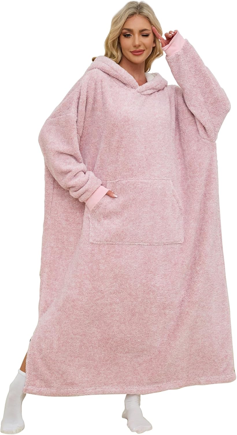 Warm Sherpa Hooded Blanket with Pocket - Cozy Snuggie!
