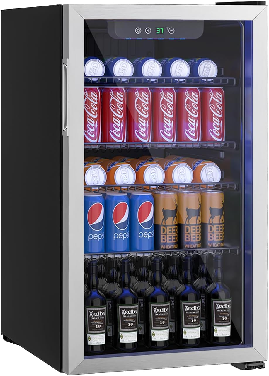 Compact Freestanding Beverage Refrigerator for 126 Cans