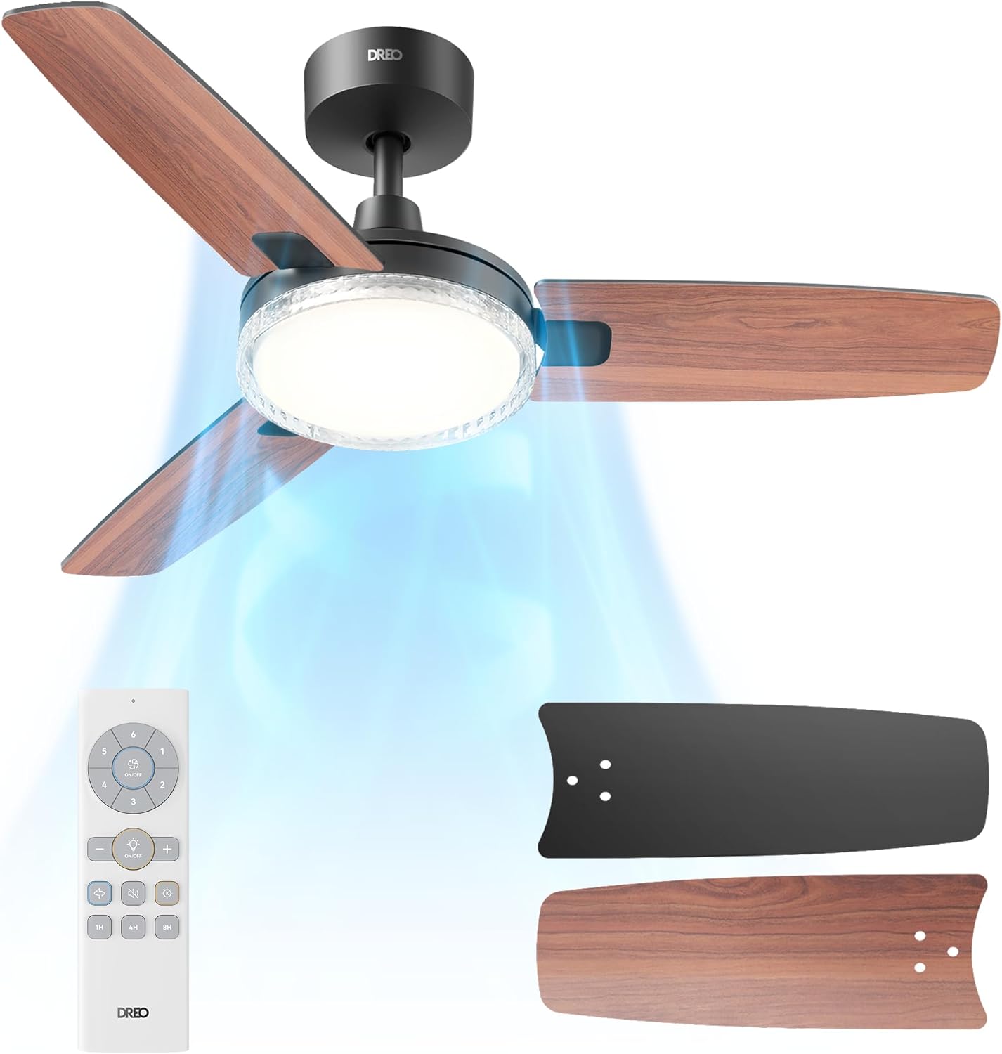 Dreo 42 Inch Ceiling Fan with Lights, 6 Speeds & Remote Control