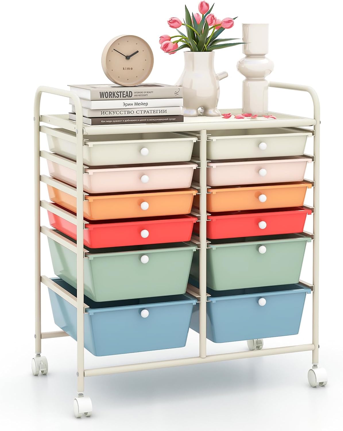 LDAILY 12 Drawer Rolling Storage Cart for Craft Organization