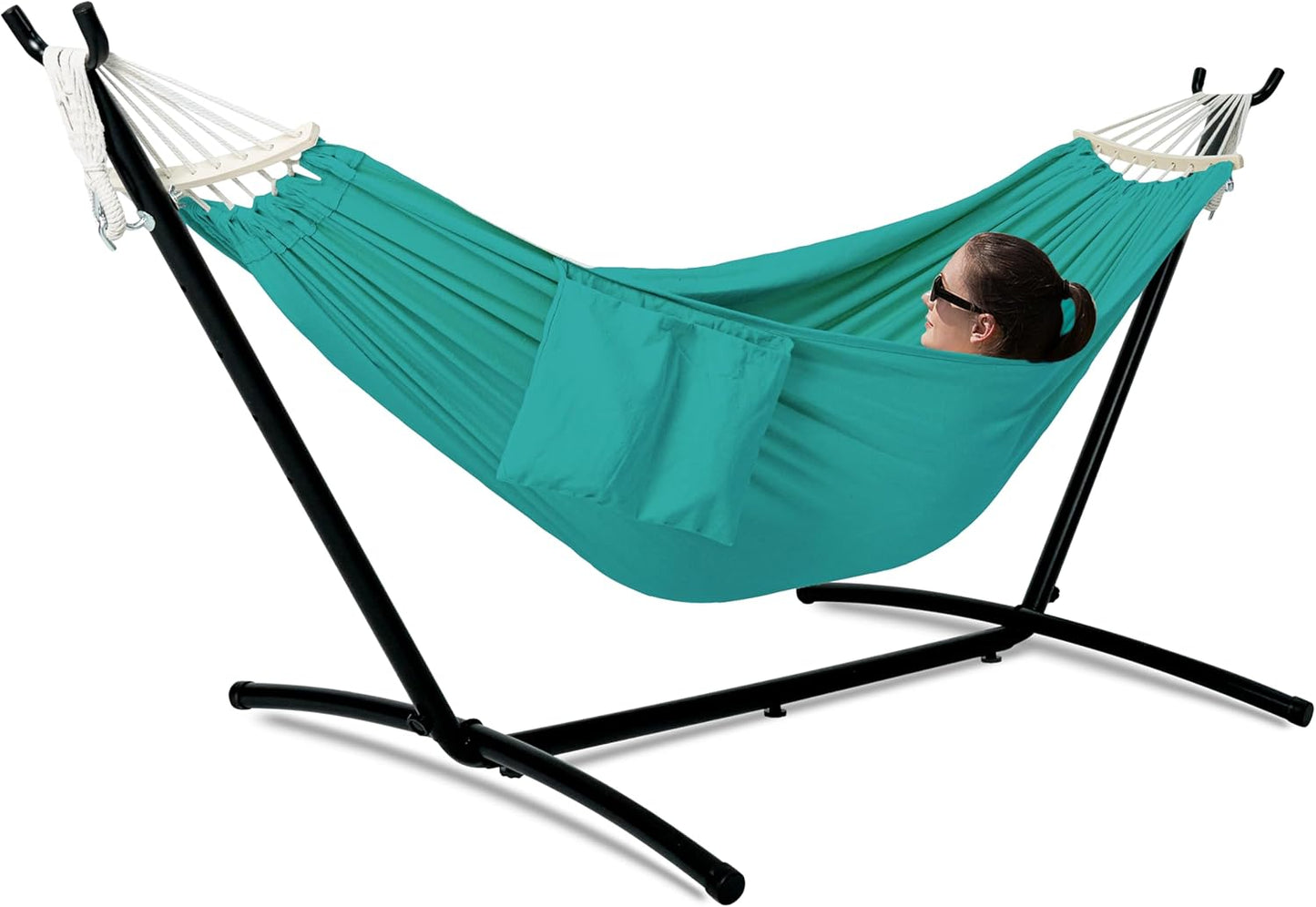 Double Hammock with Stand for Outside, Heavy Duty 600lbs Capacity