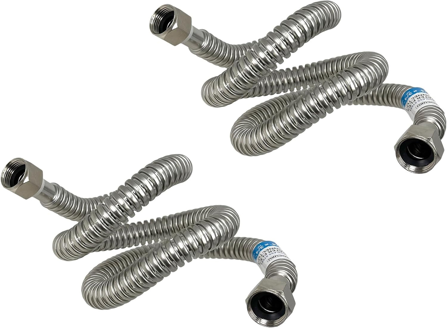 PROCURU 2-Pack 3/4 in FIP x 36 in Stainless Steel Water Heater Flex