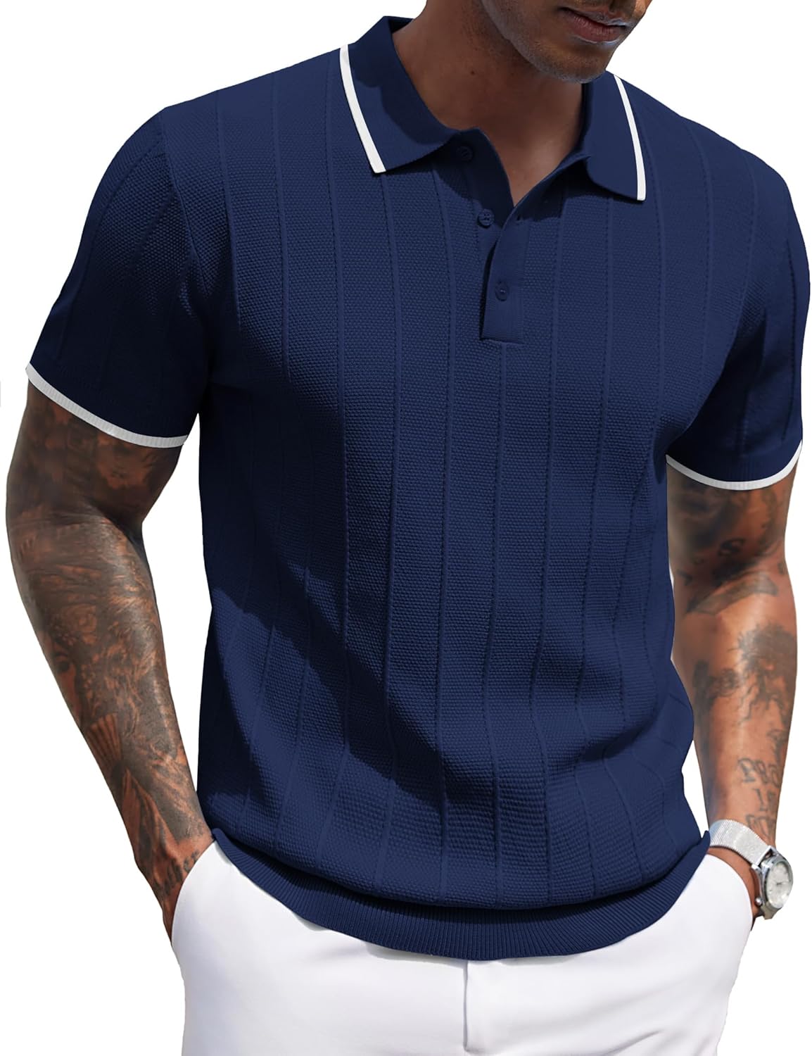 Stylish COOFANDY Mens Knit Polo Shirts for Casual Golf Wear