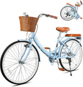 26 Inch Folding Beach Cruiser Bike for Women - 7-Speed City Cruiser up