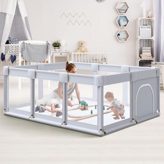 Spacious Baby Playpen with Zipper Gates