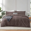 Chocolate Brown Duvet Cover with Fitted Sheet Twin/Twin XL - Soft