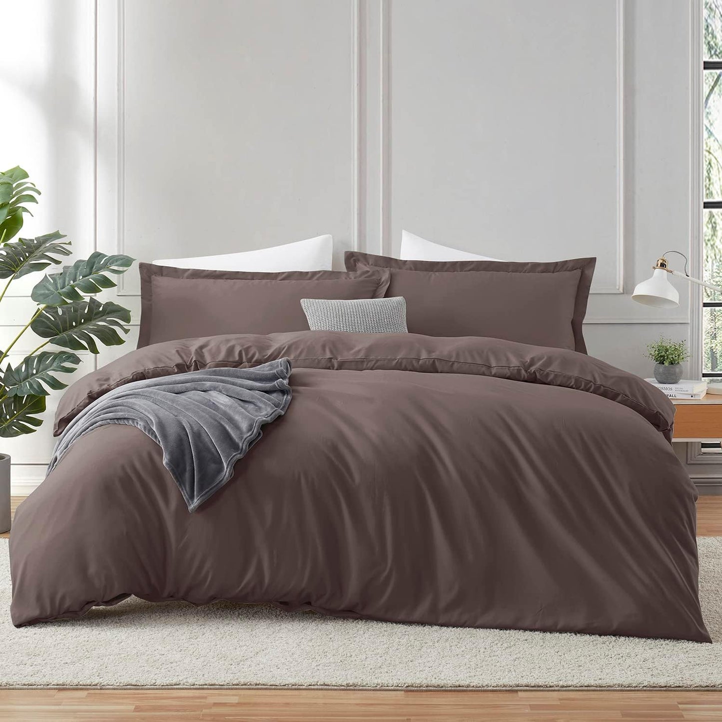 Chocolate Brown Duvet Cover & Fitted Sheet King Size Set