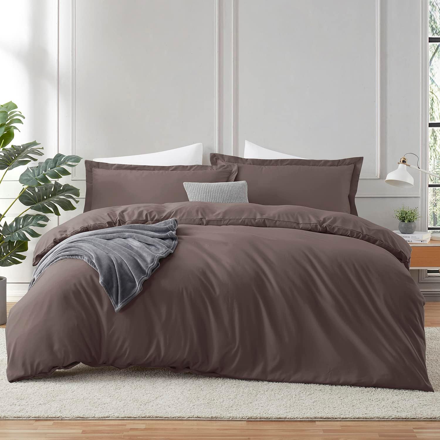 Chocolate Brown Duvet Cover & Fitted Sheet King Size Set