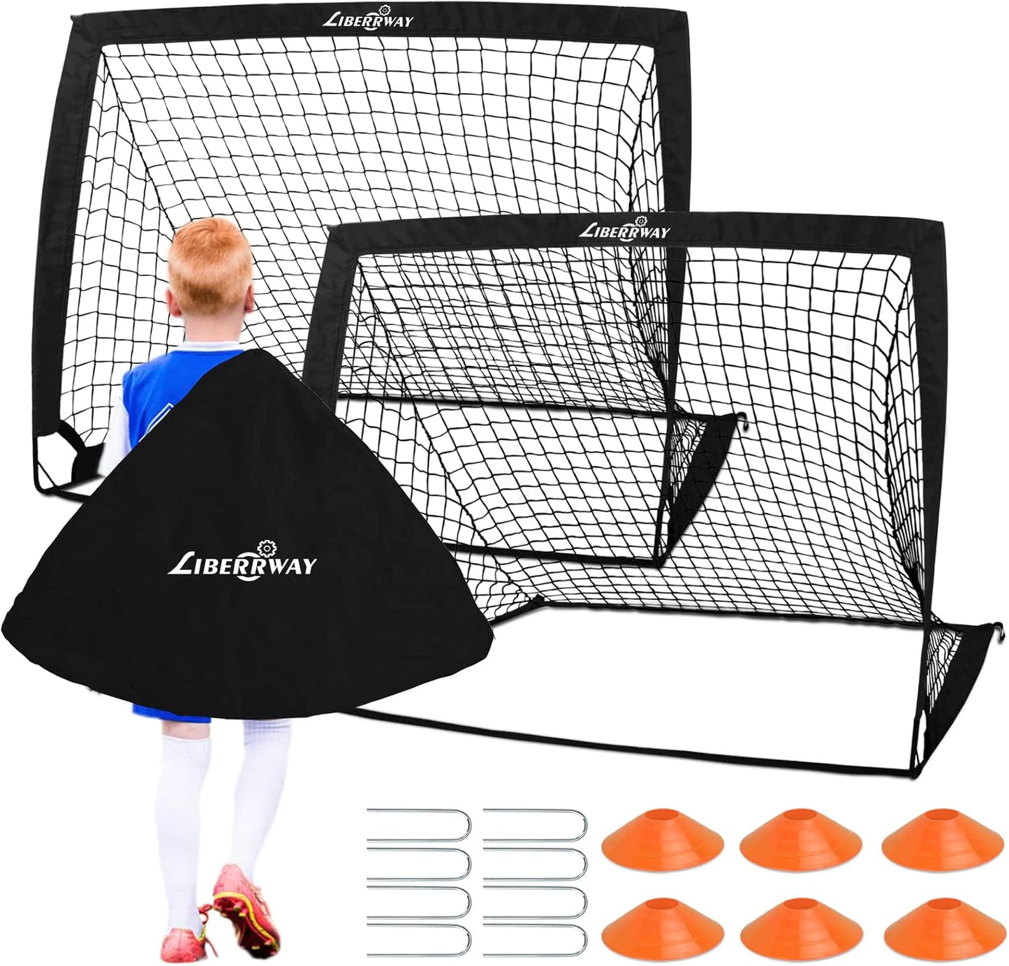 LIBERRWAY Portable Kids Soccer Goal for Backyard Fun and Training
