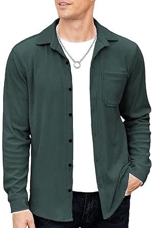COOFANDY Men's Corduroy Shirt Casual Shacket for All Occasions