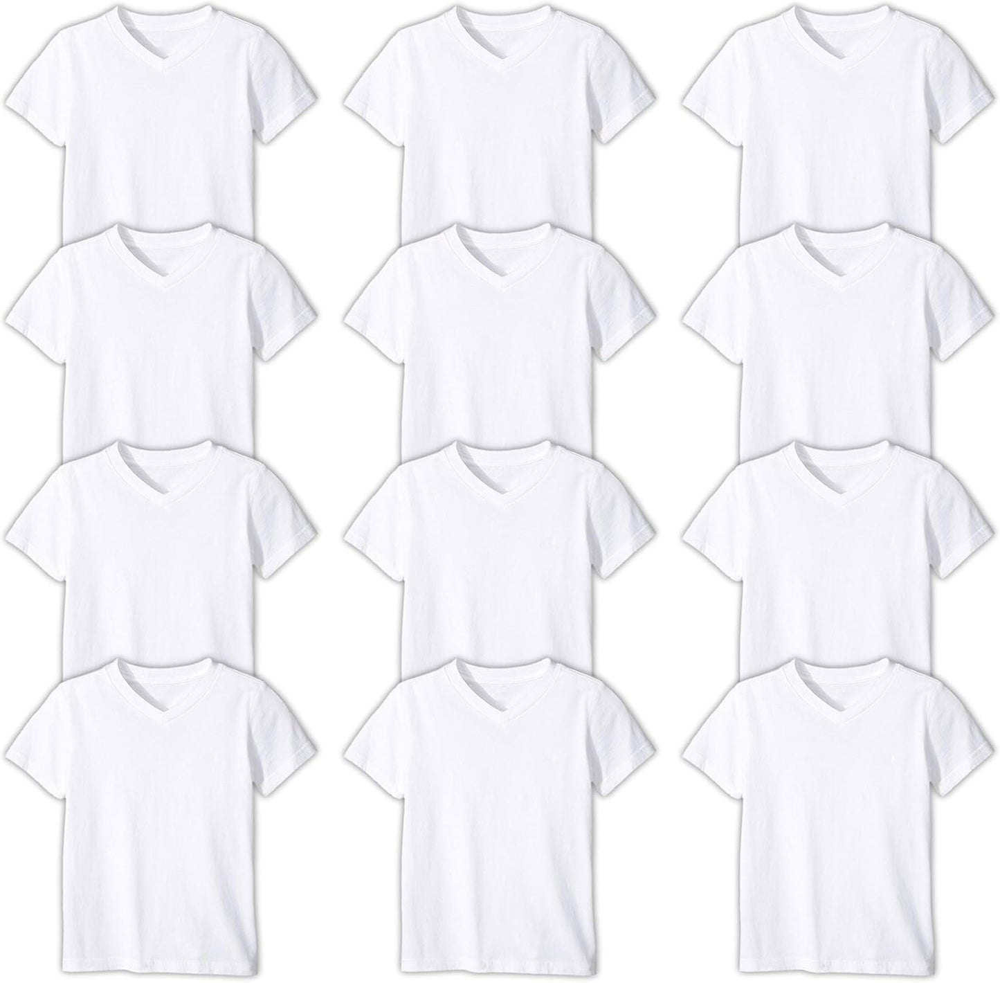 Boys' 12 Pack V Neck T Shirts Cotton Undershirts for Kids