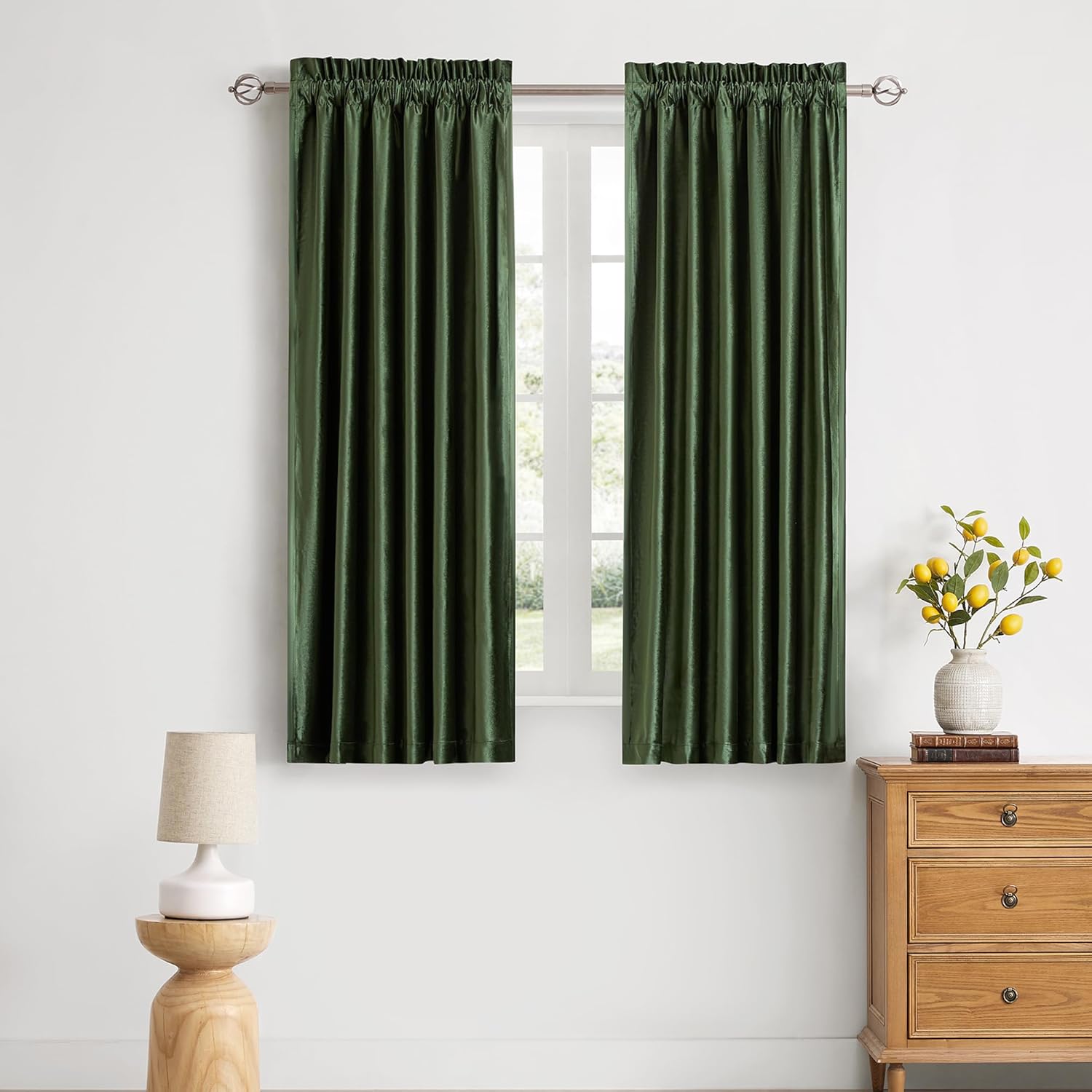 Luxurious Olive Green Velvet Blackout Curtains for Living Room