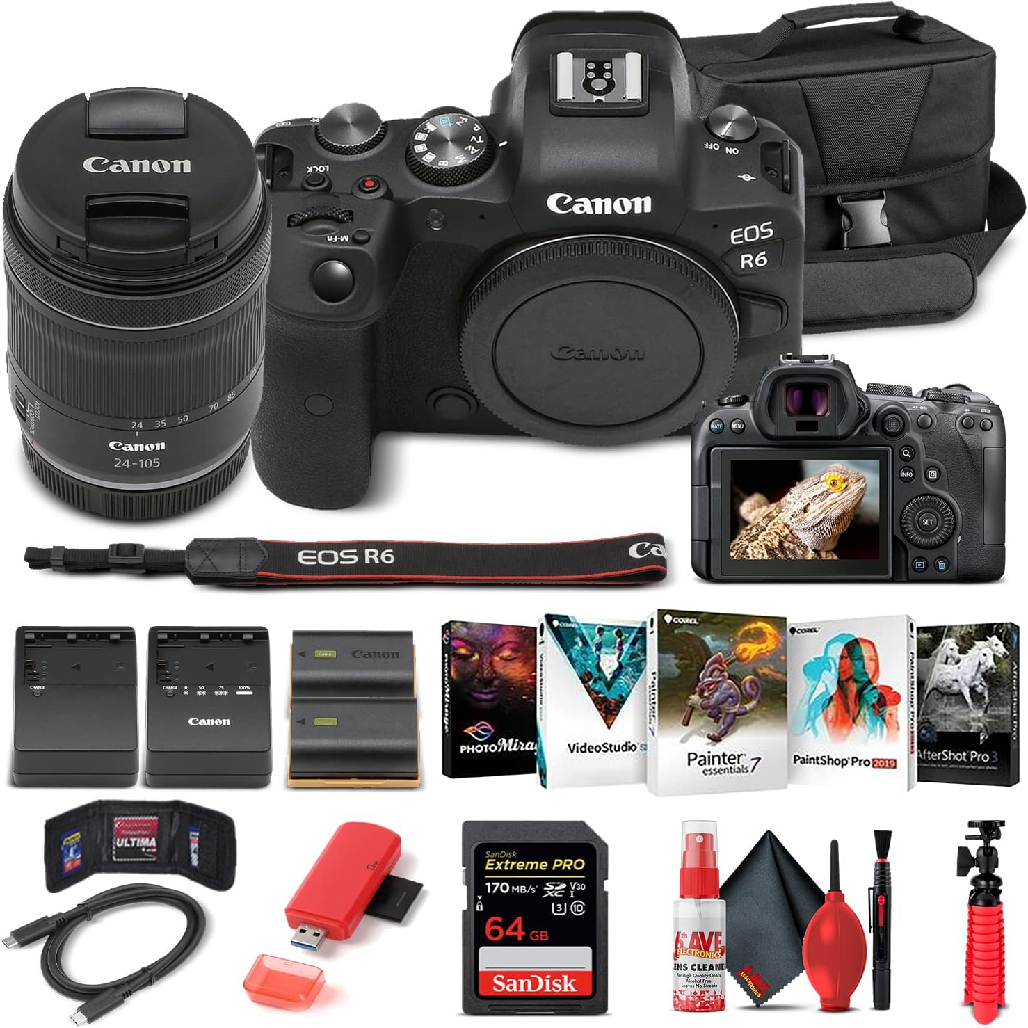 Canon EOS R6 Mirrorless Digital Camera Bundle with 24-105mm Lens