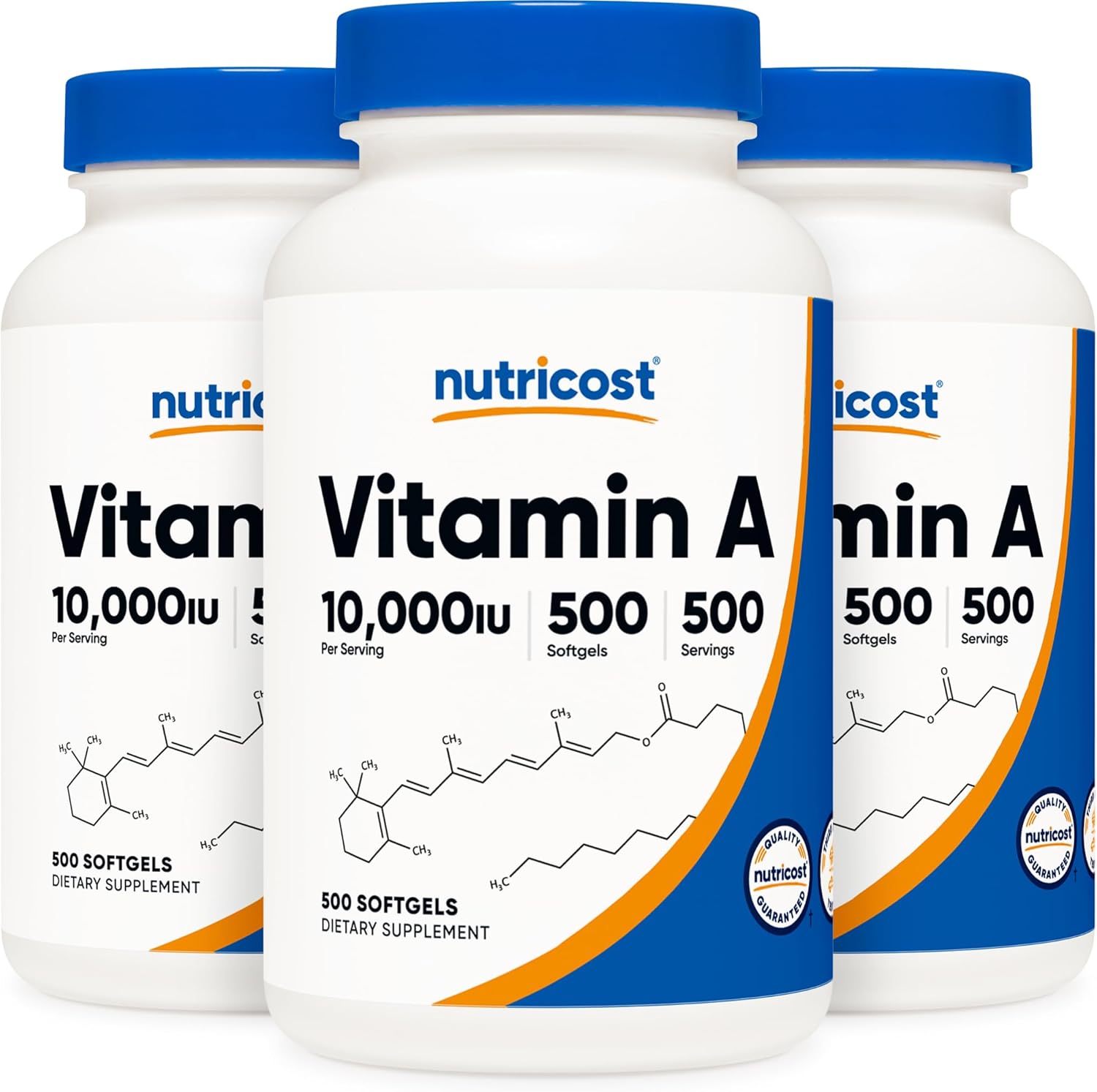 Nutricost Vitamin A 10,000 IU Softgels - 3 Bottles of 500