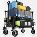 Folding Wagon Cart Foldable with Wheels - Expandable Double Decker