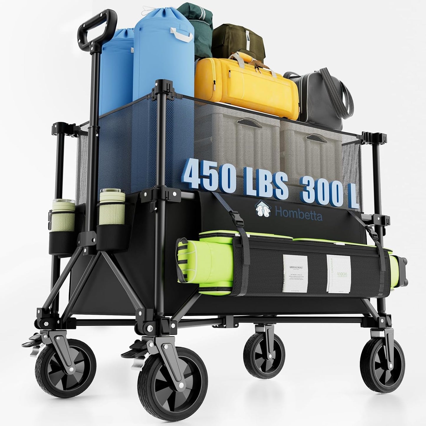Folding Wagon Cart with Wheels for Beach and Camping Trips