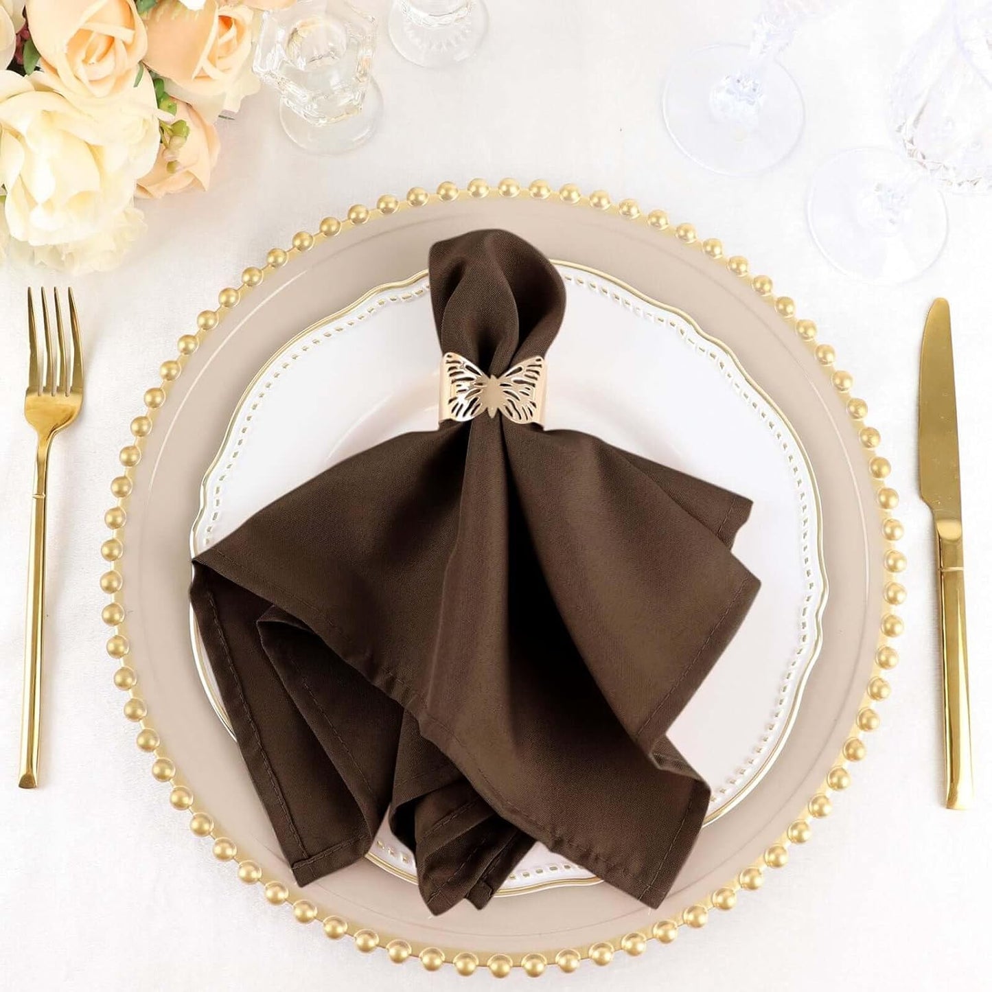 Elegant Chocolate Violet Seamless Dinner Napkins Set of 100