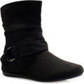 Olivia K Womens Low Heel Slouch Suede Slip On Casual Ankle Boots