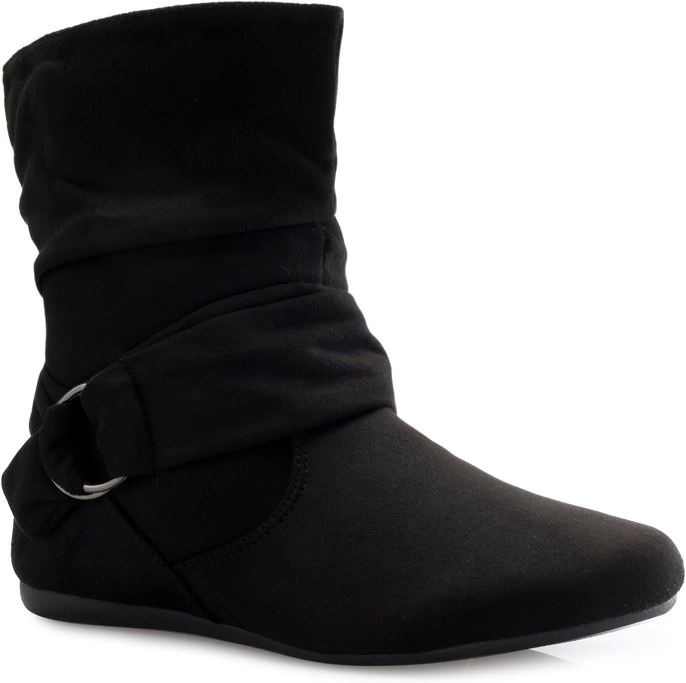 Olivia K Womens Low Heel Slouch Suede Ankle Boots with Zipper