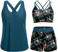 Tankini Swimsuit 3 Piece Set for Women Tummy Control - Modest Fit