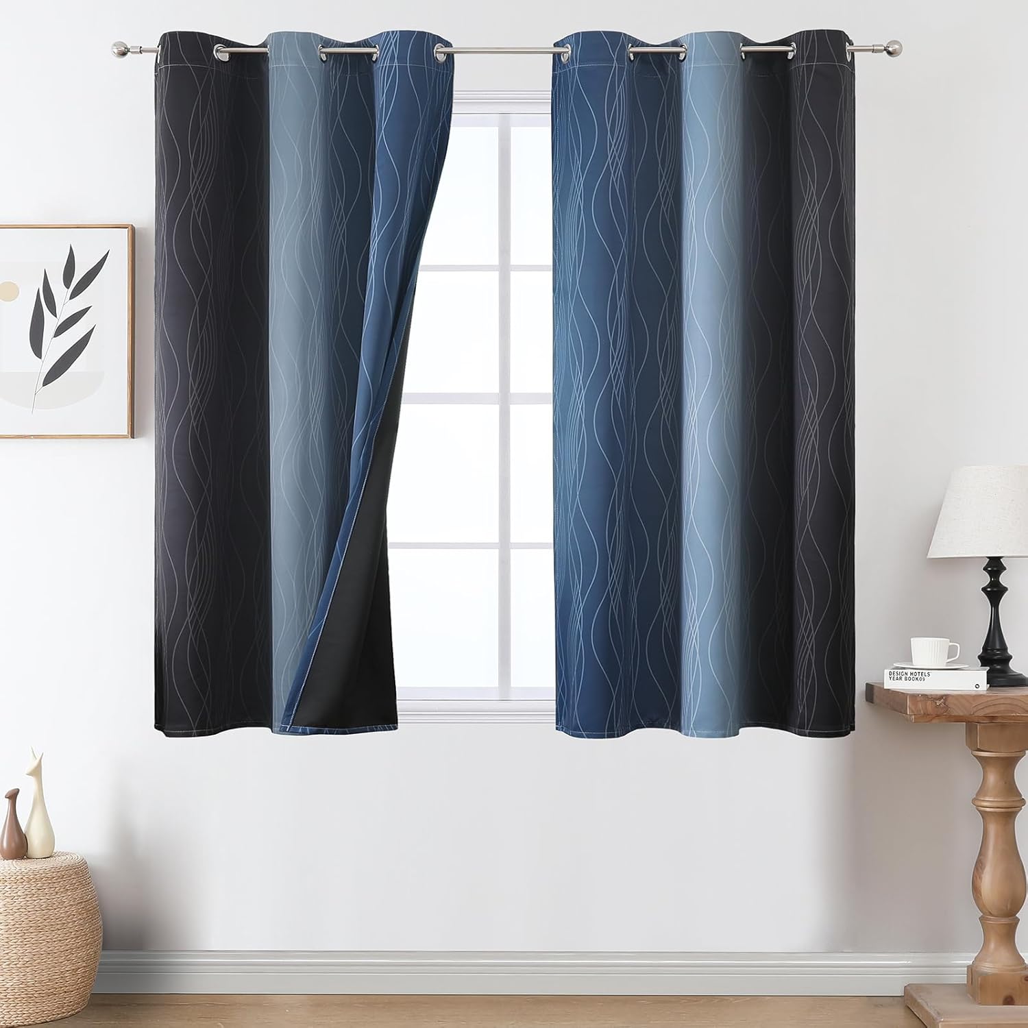 Ombre Blackout Curtains 54 Inches Long for Modern Home Decor
