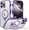 iPhone 16 Pro Max Dark Purple Clear Case with 360 Spin Stand